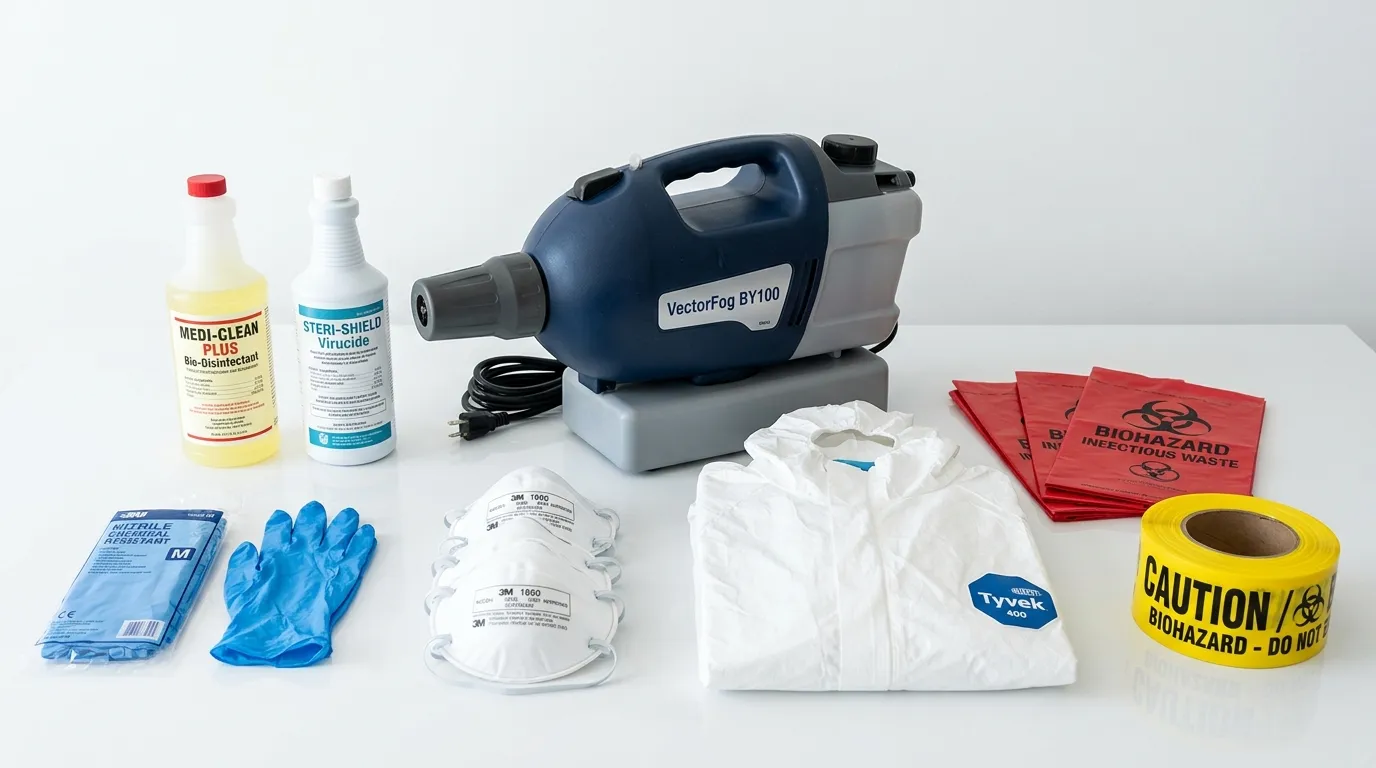 Professional biohazard remediation crew working in Mound